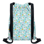 Happy Llama And Cactus Pattern Print Drawstring Backpack