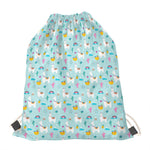 Happy Llama And Cactus Pattern Print Drawstring Bag