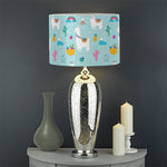 Happy Llama And Cactus Pattern Print Drum Lamp Shade