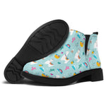 Happy Llama And Cactus Pattern Print Flat Ankle Boots