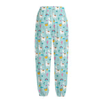 Happy Llama And Cactus Pattern Print Fleece Lined Knit Pants