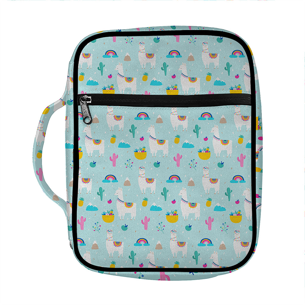 Happy Llama And Cactus Pattern Print Front Pocket Bible Bag