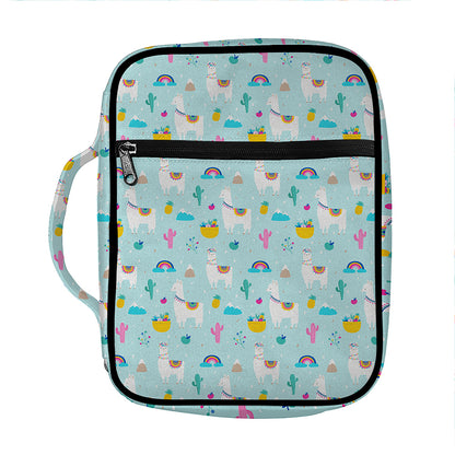 Happy Llama And Cactus Pattern Print Front Pocket Bible Bag