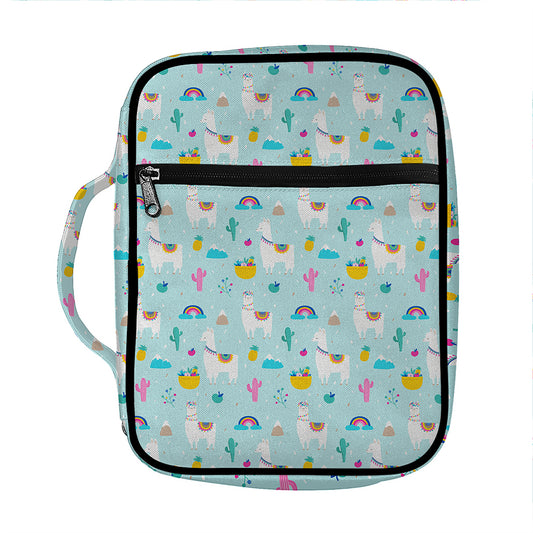 Happy Llama And Cactus Pattern Print Front Pocket Bible Bag