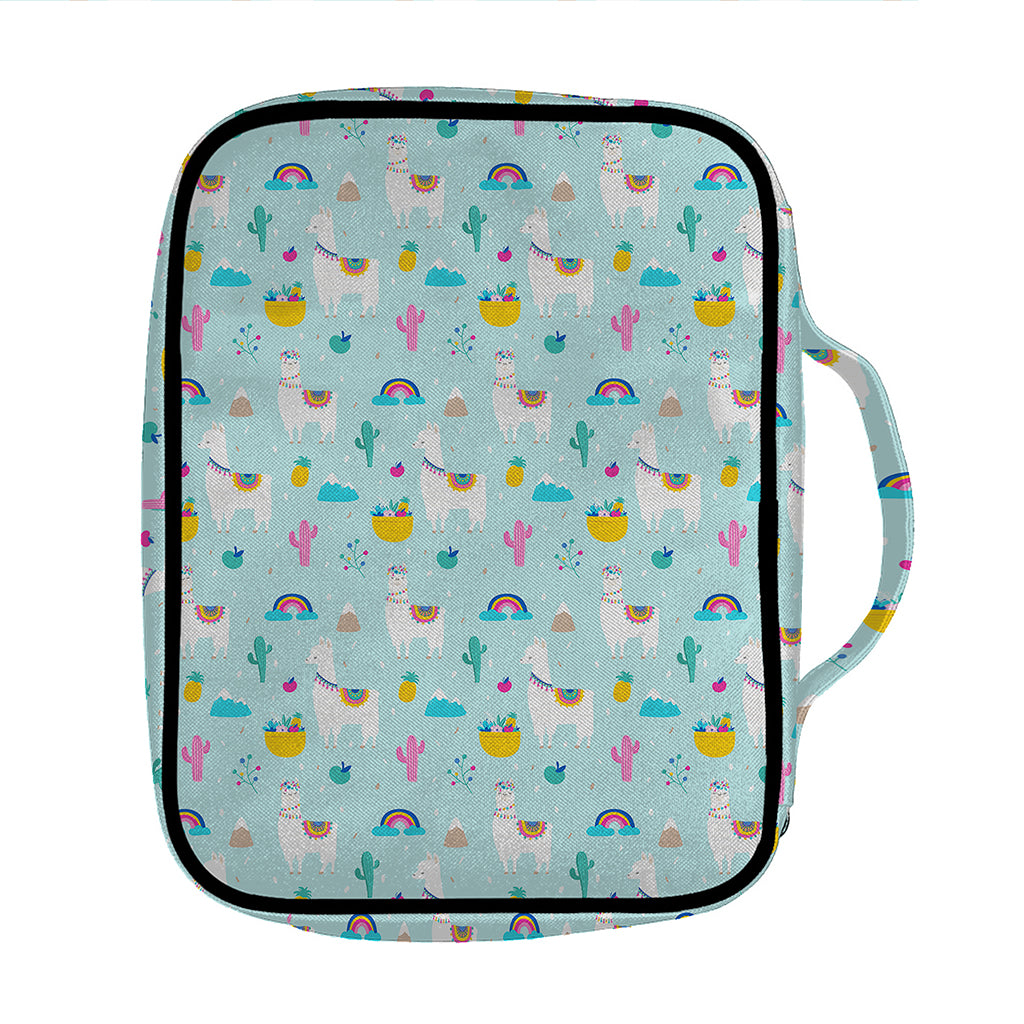 Happy Llama And Cactus Pattern Print Front Pocket Bible Bag