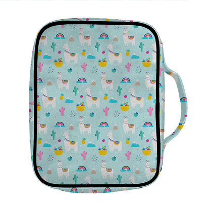 Happy Llama And Cactus Pattern Print Front Pocket Bible Bag