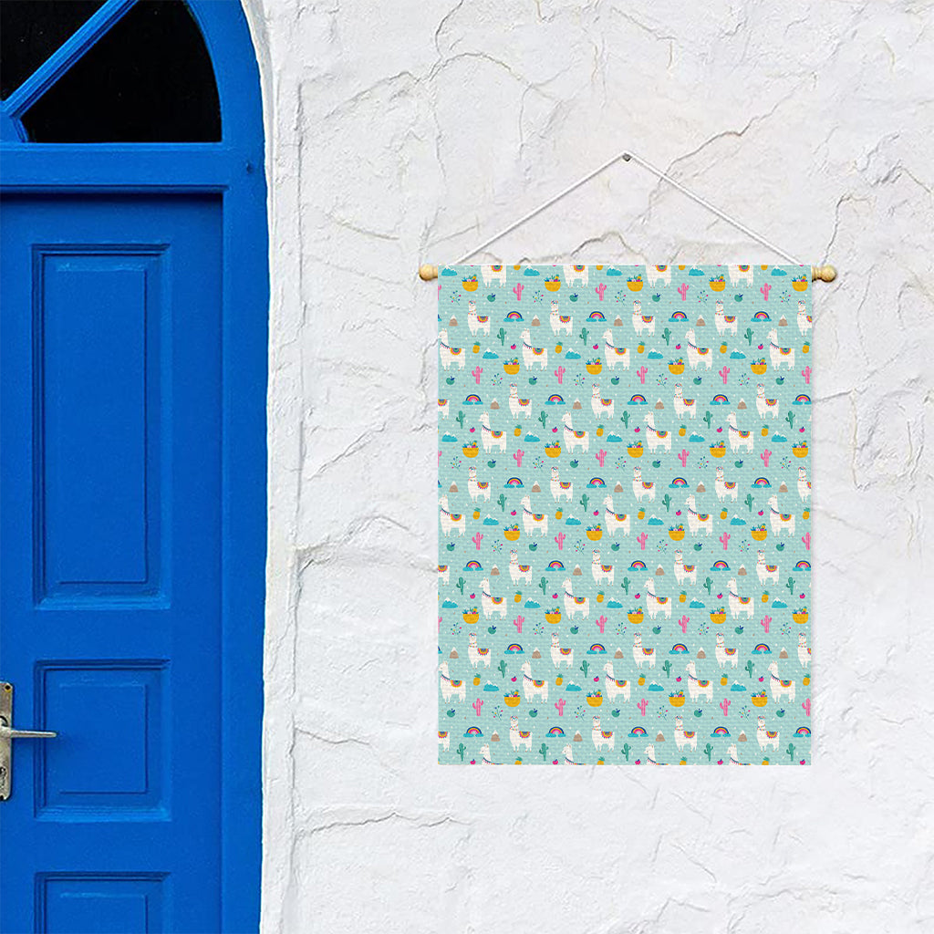 Happy Llama And Cactus Pattern Print Garden Flag