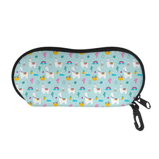 Happy Llama And Cactus Pattern Print Glasses Case