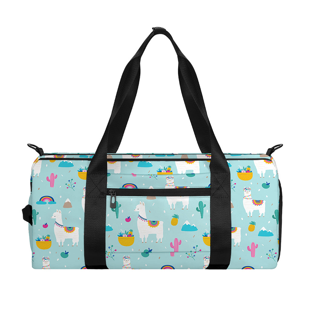 Happy Llama And Cactus Pattern Print Gym Bag