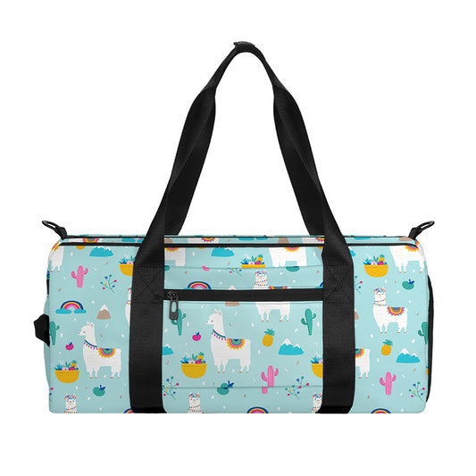 Happy Llama And Cactus Pattern Print Gym Bag