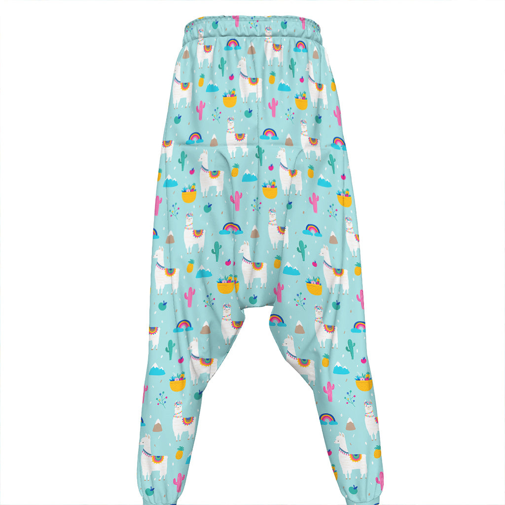 Happy Llama And Cactus Pattern Print Hammer Pants