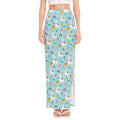 Happy Llama And Cactus Pattern Print High Slit Maxi Skirt