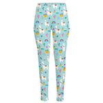 Happy Llama And Cactus Pattern Print High-Waisted Pocket Leggings