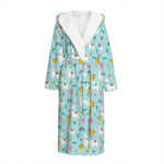 Happy Llama And Cactus Pattern Print Hooded Bathrobe
