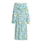 Happy Llama And Cactus Pattern Print Hooded Bathrobe