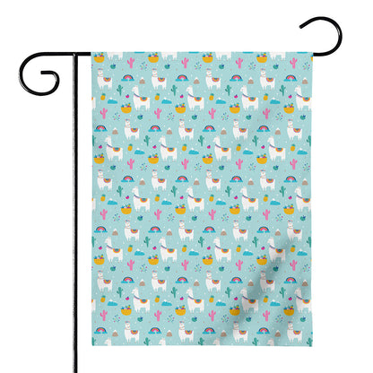Happy Llama And Cactus Pattern Print House Flag