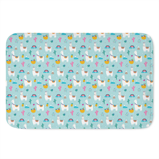 Happy Llama And Cactus Pattern Print Indoor Door Mat