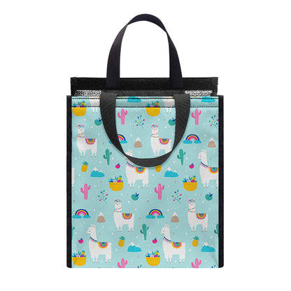 Happy Llama And Cactus Pattern Print Insulated Lunch Tote