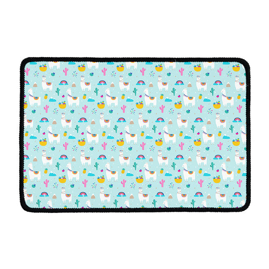 Happy Llama And Cactus Pattern Print Kitchen Mat