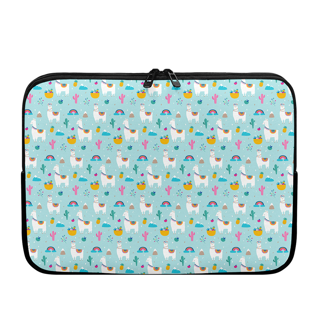 Happy Llama And Cactus Pattern Print Laptop Sleeve