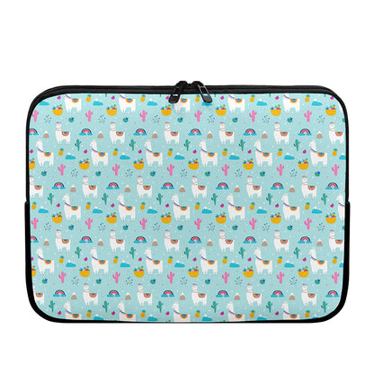 Happy Llama And Cactus Pattern Print Laptop Sleeve