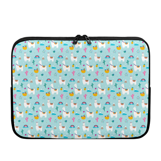 Happy Llama And Cactus Pattern Print Laptop Sleeve