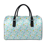 Happy Llama And Cactus Pattern Print Leather Duffle Bag
