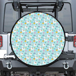 Happy Llama And Cactus Pattern Print Leather Spare Tire Cover