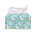 Happy Llama And Cactus Pattern Print Leather Tissue Box Cover