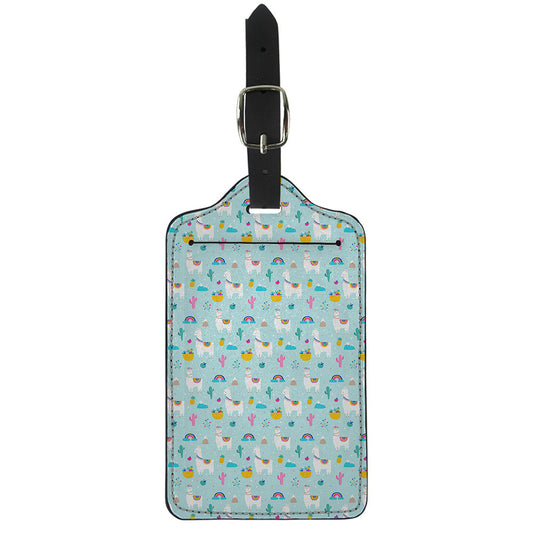Happy Llama And Cactus Pattern Print Luggage Tag