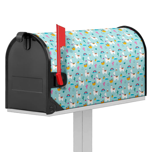 Happy Llama And Cactus Pattern Print Mailbox Cover