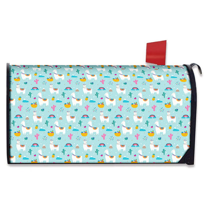 Happy Llama And Cactus Pattern Print Mailbox Cover