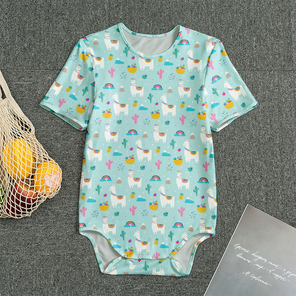Happy Llama And Cactus Pattern Print Men's Bodysuit