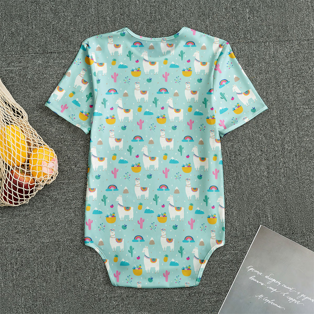 Happy Llama And Cactus Pattern Print Men's Bodysuit