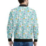 Happy Llama And Cactus Pattern Print Men's Bomber Jacket