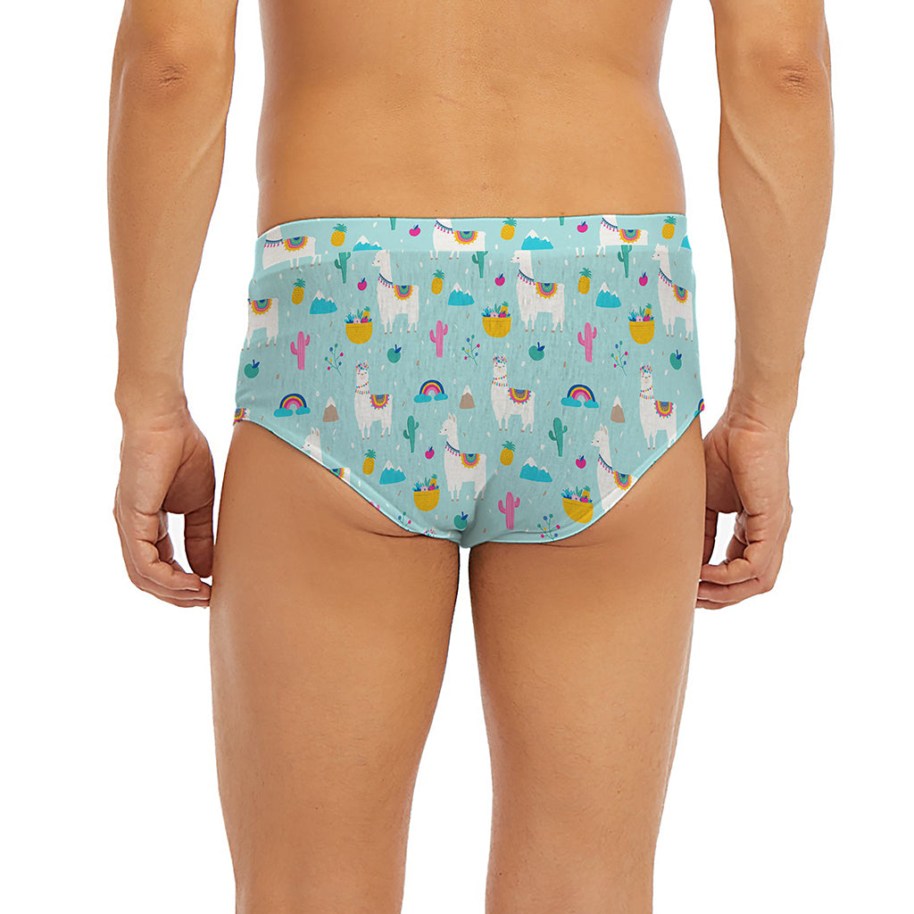 Happy Llama And Cactus Pattern Print Men's Briefs