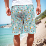 Happy Llama And Cactus Pattern Print Men's Cargo Shorts