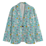 Happy Llama And Cactus Pattern Print Men's Cotton Blazer