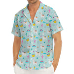 Happy Llama And Cactus Pattern Print Men's Deep V-Neck Shirt