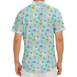 Happy Llama And Cactus Pattern Print Men's Deep V-Neck Shirt