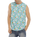 Happy Llama And Cactus Pattern Print Men's Fitness Tank Top