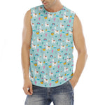 Happy Llama And Cactus Pattern Print Men's Fitness Tank Top