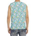 Happy Llama And Cactus Pattern Print Men's Fitness Tank Top