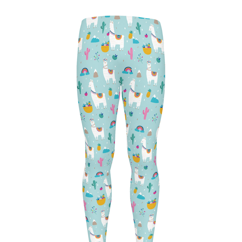 Happy Llama And Cactus Pattern Print Men's leggings