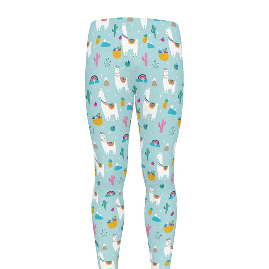Happy Llama And Cactus Pattern Print Men's leggings