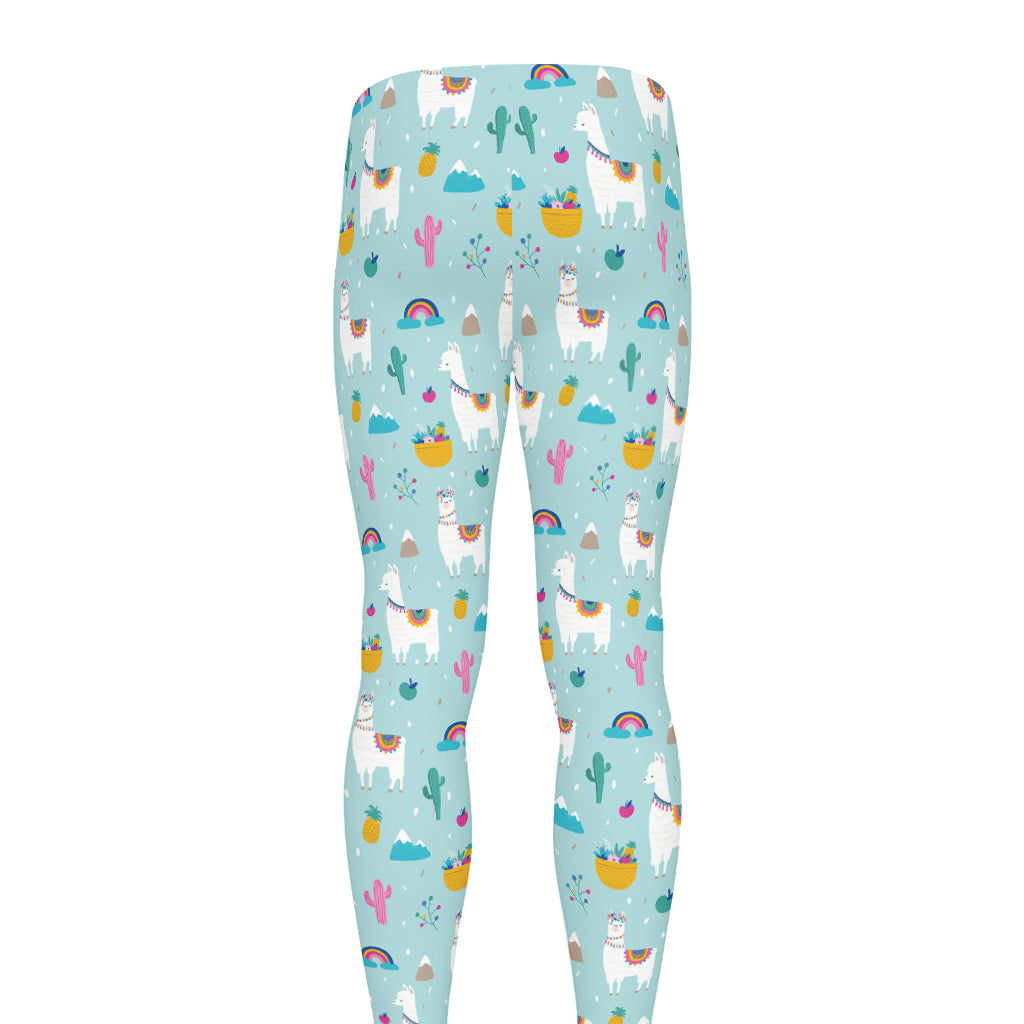 Happy Llama And Cactus Pattern Print Men's leggings
