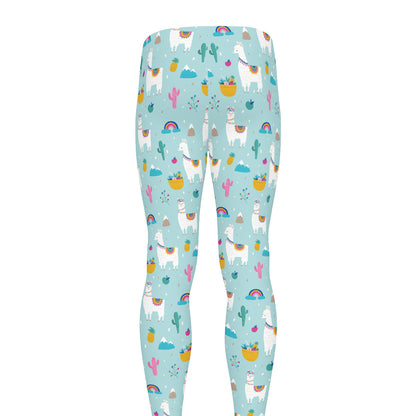 Happy Llama And Cactus Pattern Print Men's leggings