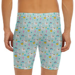 Happy Llama And Cactus Pattern Print Men's Long Boxer Briefs