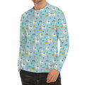 Happy Llama And Cactus Pattern Print Men's Long Sleeve Rash Guard