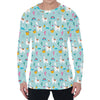 Happy Llama And Cactus Pattern Print Men's Long Sleeve T-Shirt